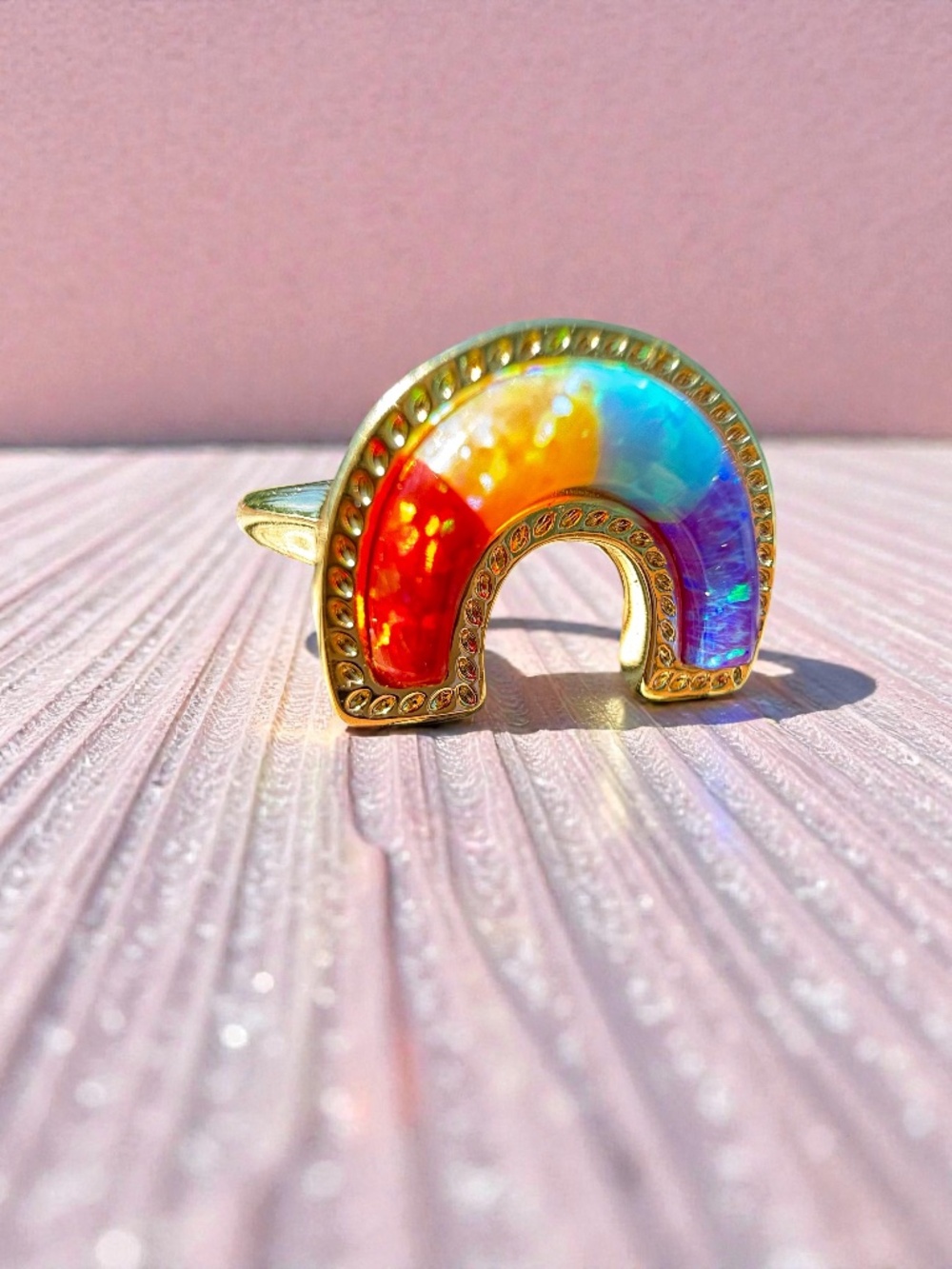 Kendra Scott Rainbow Ring w Kyocera Opal (lab grown) 8 NWT - Picture 2 of 7